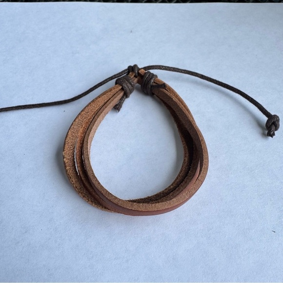 Brown Faux Leather Wrap Bracelet - Picture 4 of 5